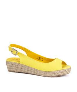 Yellow (Yellow) Teens Yellow Raffia Flatform Sandals  246153785  New 