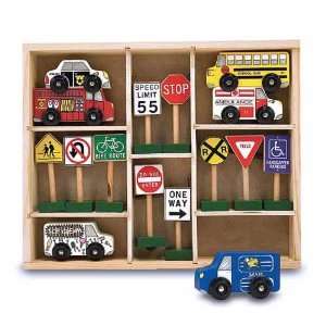   Wooden Vehicles and Traffic Signs Set + Free Gift   Fits Thomas Train