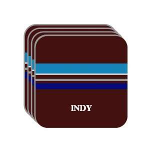 Personal Name Gift   INDY Set of 4 Mini Mousepad Coasters (blue 
