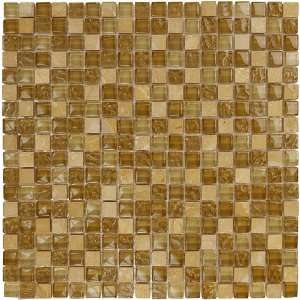  5/8 x 5/8 glass & stone mosaic in brown textured stone 