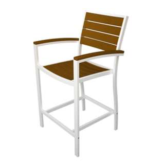 POLY~WOOD, Inc. Euro Counter Height Arm Chair in White Aluminum Frame 