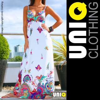 UNIQ UK Long Womens MAXI Summer DRESS Boho/Hippie/Evening/Cocktail 