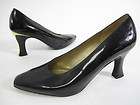 ST. JOHN Black Patent Leather Square Toe Pumps Heels Shoes Sz 7.5 S 