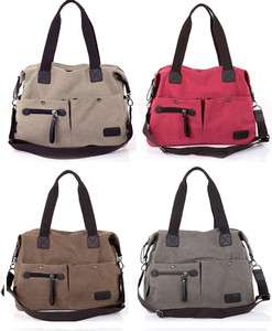   Fashion Large Canvas Leather Shoulder Handbag Tote Purse Bag  