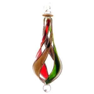  Hand made Glass Ornament   Red / Green   X867   package 