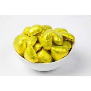 Yellow Foiled Milk Chocolate Hearts (5 Pound Bag)
