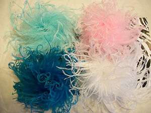ONE JUMBO CURLY OSTRICH FEATHER PUFF HAIR CLIP (3 COLORS TO CHOOSE 