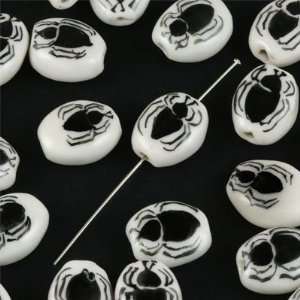  15mm White with Black Spider Porcelain Beads Arts, Crafts 