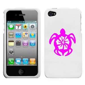  APPLE IPHONE 4 4G PINK TURTLE ON A WHITE HARD CASE COVER 