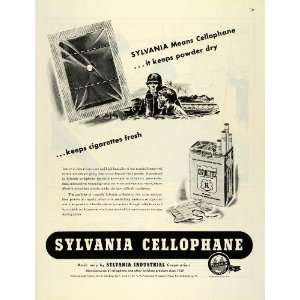  1945 Ad Sylvania Industrial Corp Cellophane Cigarettes War Products 