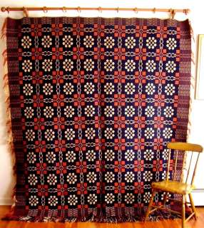   Seam Coverlet Pennsylvania Double Weave Wool c.1810 Folk ART  