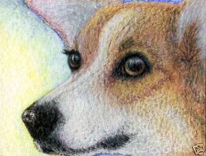 Welsh Corgi dog puppy S Alison ACEO print Missing You  