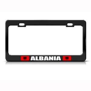  Albania Flag Black Country Metal license plate frame Tag 