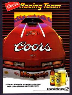 1986 Corvette Mongoose NHRA Racer photo Coors Beer Ad  