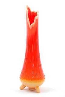 Vintage Fayette Slag Orange Footed Glass Vase 12.75  