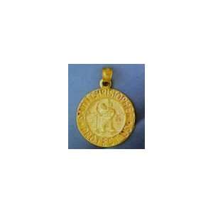  14K Gold Saint Christopher Medal Charm Jewelry