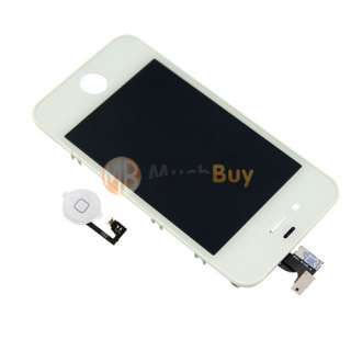   Glass Screen Assembly + Home Button Assembly for iPhone 4 White  