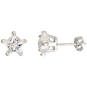  Stud Earrings Sterling Silver Anti tarnish 6 Mm Star Cz Jewelry