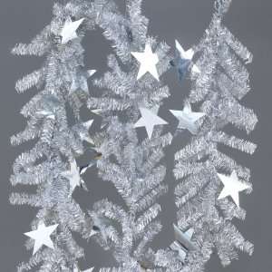  Pack of 6 Silver Artificial Tinsel Christmas Garland with 