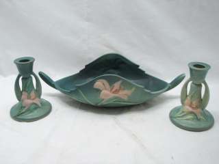 ROSEVILLE BUFFET SET ZEPHYR LILLY BOWL CANDLE STICK HOLDERS 475 1163 