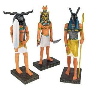   Egyptian Collectible Gods Khnum Seth & Mahes Statues Sculptures   Set