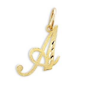  Cursive R Letter 14k Yellow Gold Initial Pendant Solid 