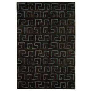   Brown and Light Blue Contemporary 76 x 96 Area Rug
