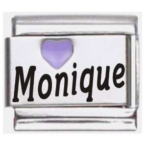  Monique Purple Heart Laser Name Italian Charm Link 