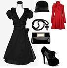 Vintage 80s   Lindsey Scott Black Wrap Dress Ruffle Collar   Womens 12 