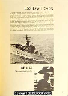 USS DAVIDSON DE 1045 WESTPAC VIETNAM CRUISE BOOK 1970  