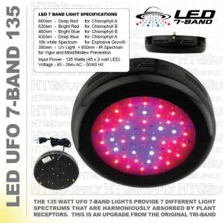 pcs 135w LED GROW LIGHT 3 watt HIGH POWER LEDs 7 BAND UV IR 135 ufo 