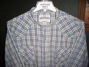 2XL 18.5 36/37 COTTON SNAP BUTTONS AEROPOSTALE BANDED COLLARLESS 