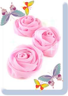 Chiffon rose flower fabric sewing 60mm Pink 3PCS  