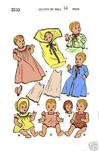 3230 Layette Tiny Tears, Betsy Wetsy Doll Pattern 14  