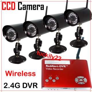 NEW 2.4G Wireless DVR CCTV Recorder Video+CCD Camera x4  