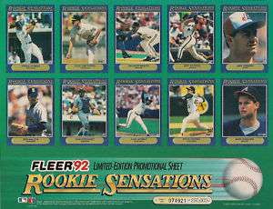 1992 Fleer baseball Rookie Sensations promo sheet 6 ct  