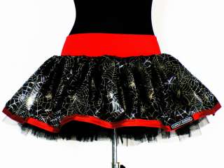Halloween Tutu Mini Skirt Black Pink Silver Skull S M L  