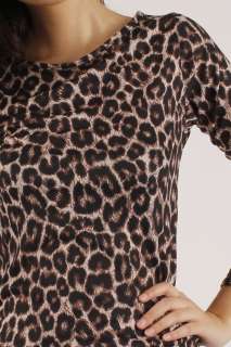 New Womens Leopard Print Long Sleeve Bodycon Dress S/M M/L  