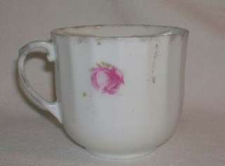 Wheelock Prussia antique pink floral mustache cup, appx 3 inches tall 