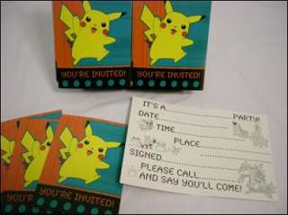 24 Pokemon Party Invitations W Envelopes New Pikachu  