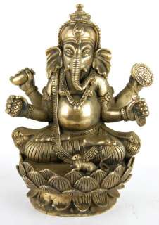 BRONZE GANESH STATUE Hindu God Elephant Deity India 6  
