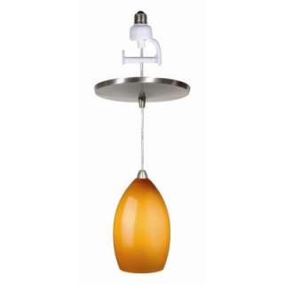   Nickel Finished with Amber Glass Instant Pendant Light Conversion Kit
