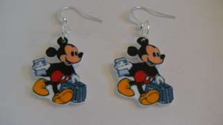 Disney Mickey Mouse Earrings Suitcase Map Traveler CUTE  