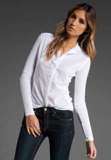JAMES PERSE Contrast Long Sleeve Shirt in White  