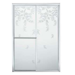  in. x 70 in. Framed Bypass Shower Door in Silver with Decorative Glass