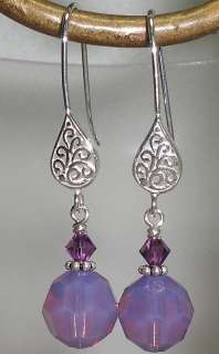  Berry Pink Opal Crystal Filigree Earrings Made With Swarovski Elements