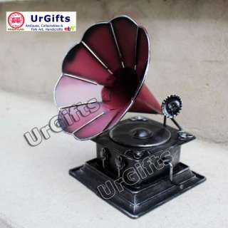   Tin Metal Art Bar Decor Model Phonograph Vinyl Record Player S  