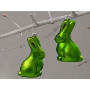 Dekohänger Hase aus Glas Osterdekoration grün Set/2  