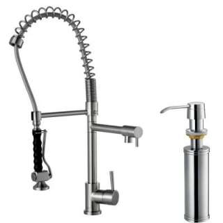  Pull Down Sprayer KitchenFaucet with Soap Dispenser in Stainless Steel