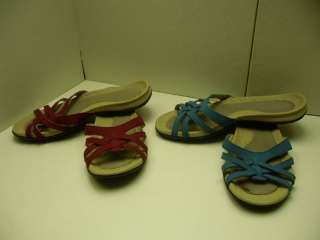LANDS END RED BLUE SLIPPERS SANDALS 2 PAIRS SIZE 8 D  